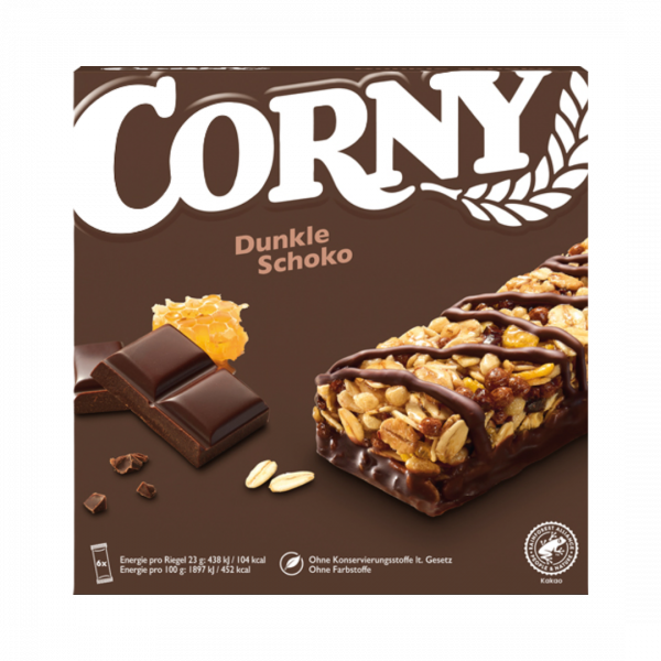 Corny Classic Dunkle Schoko Muesliriegel, mit Edelkakao, 6 Stueck. 138g